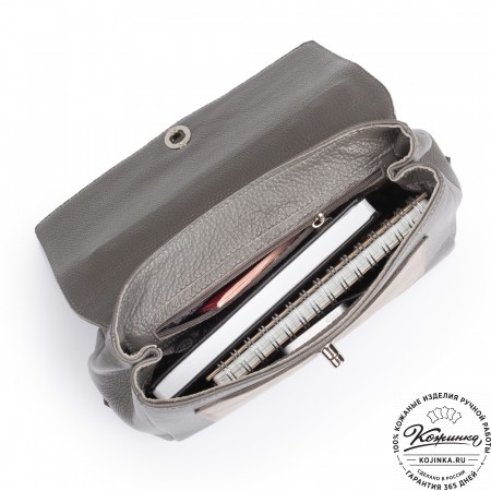 Женская кожаная сумка "Эстель" (серая)